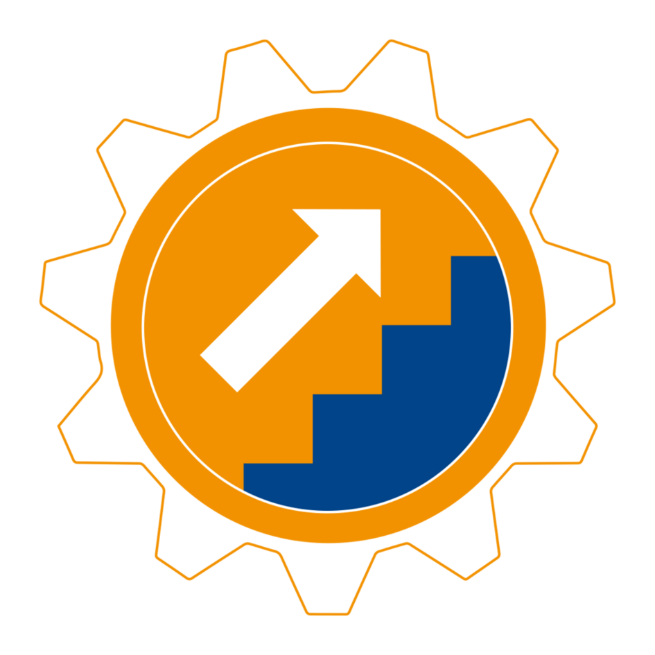 Logo mit aufsteigender Treppe und Pfeil