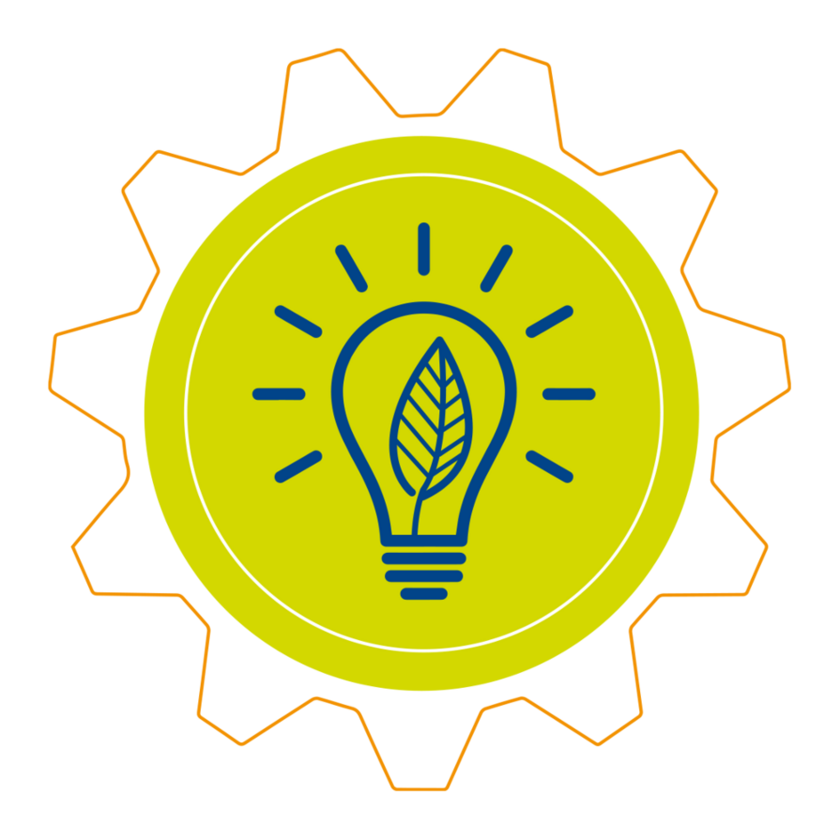 Zahnrad mit Abbilung eines Blattes in einer Glühbirne