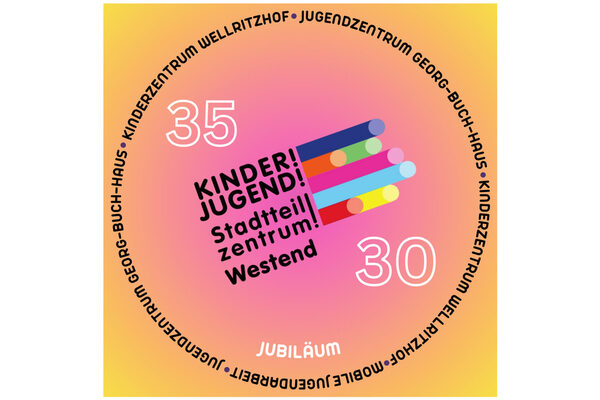 Sticker zur Jubiläumswoche im Kinder-, Jugend- und Stadtteilzentrum Westend