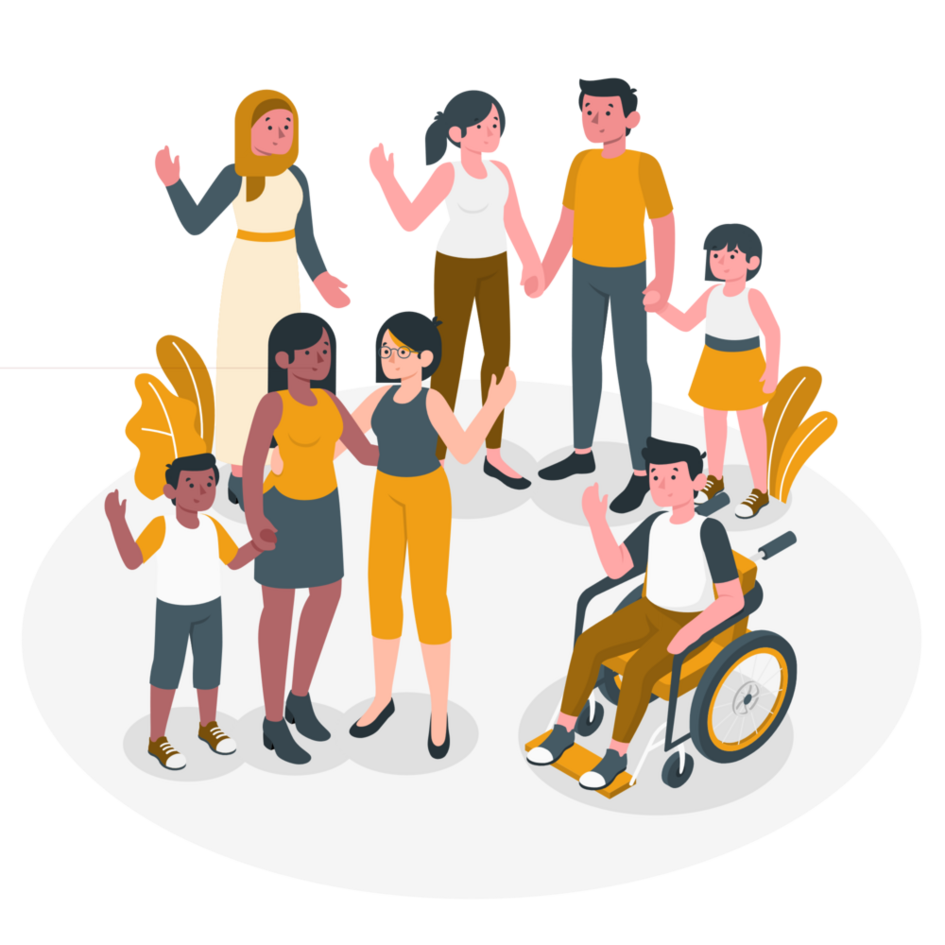 Verschiedene Personen bilden eine Gruppe.