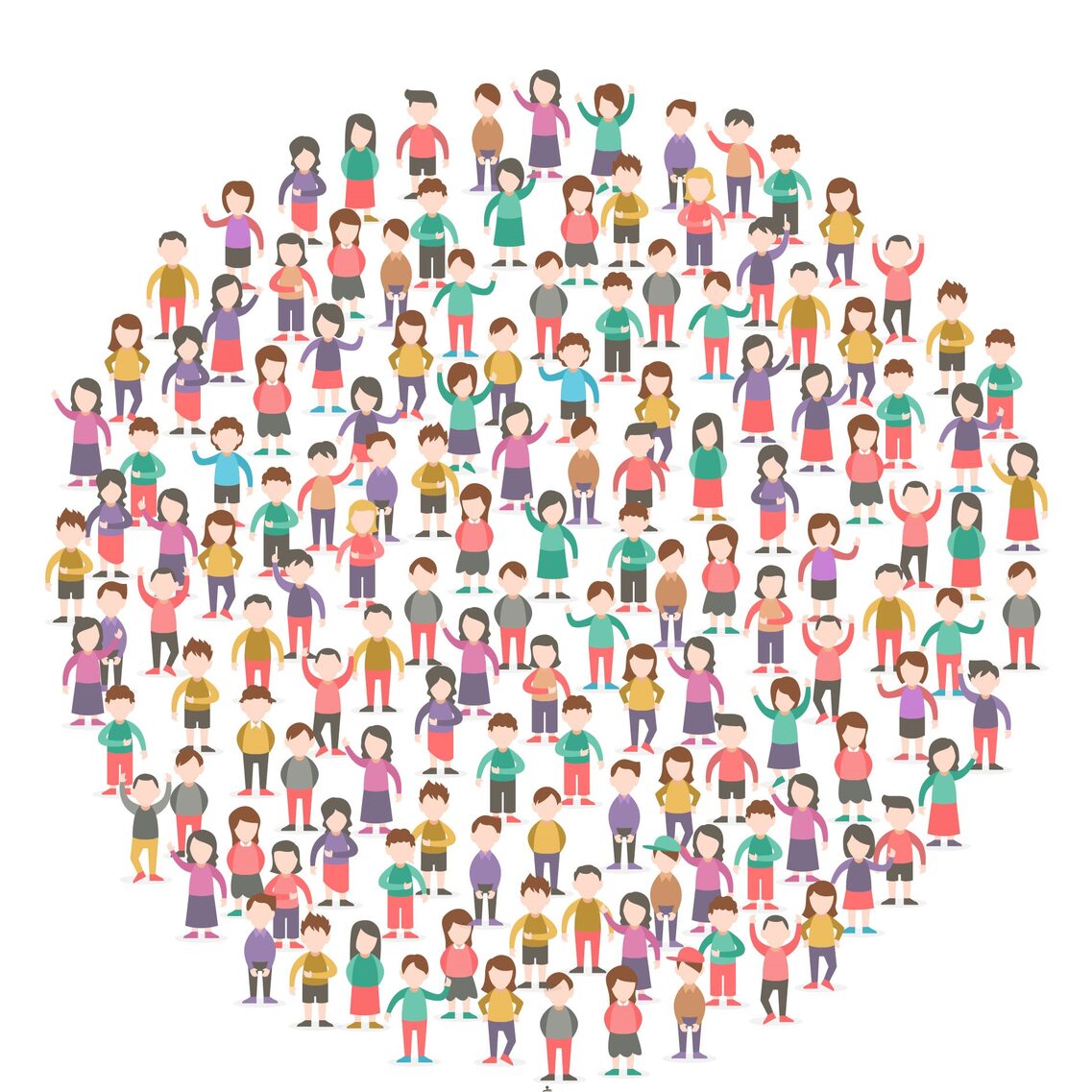 Illustration von vielen Menschen, die in einem Kreis stehen.
