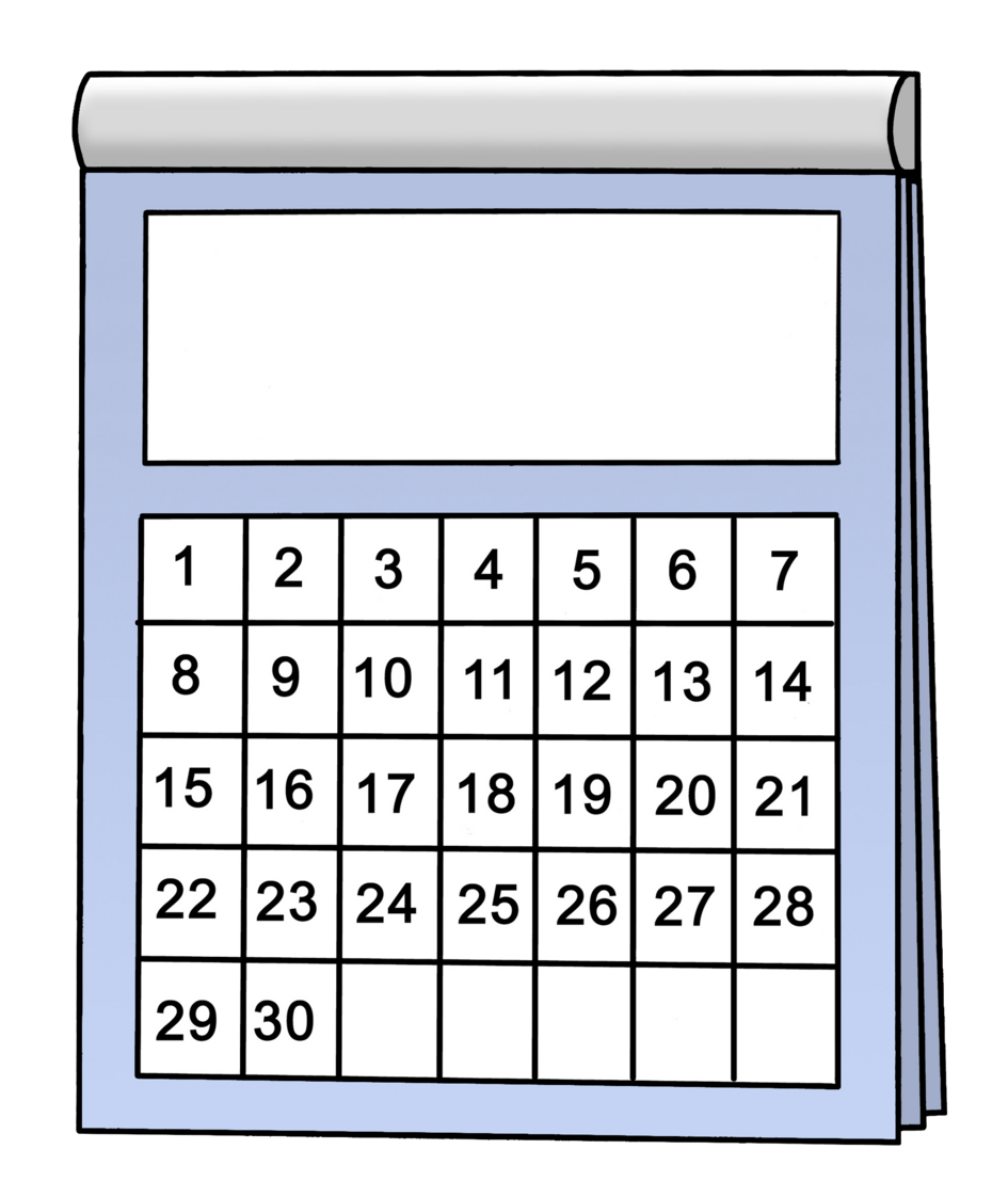 Wandkalender mit umgeblättertem Blatt