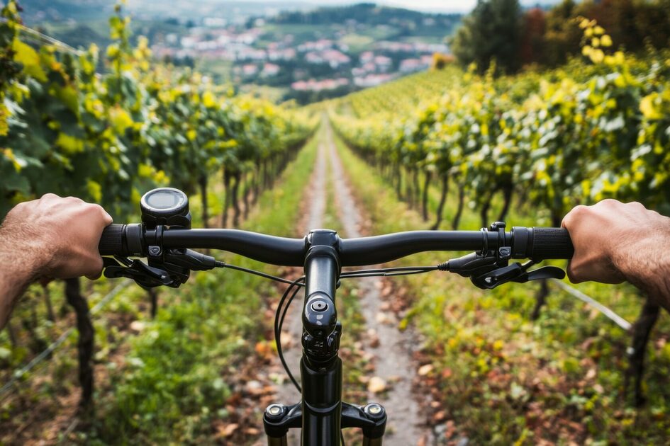 Bicycle handlebars in vineyards