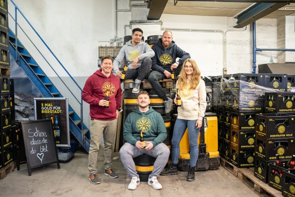 Group of young people with beer