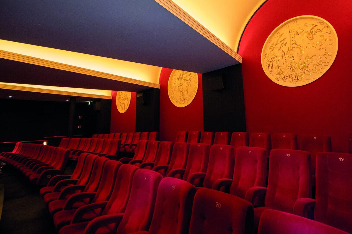 View of three mosaics in the Caligari