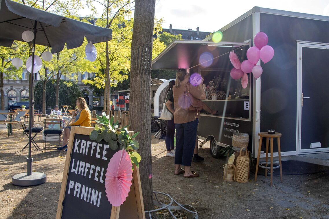 Blick auf Kaffeestand