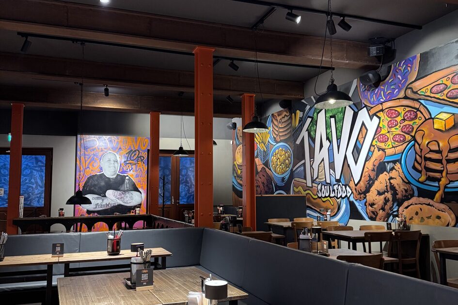 Tables and chairs in a restaurant