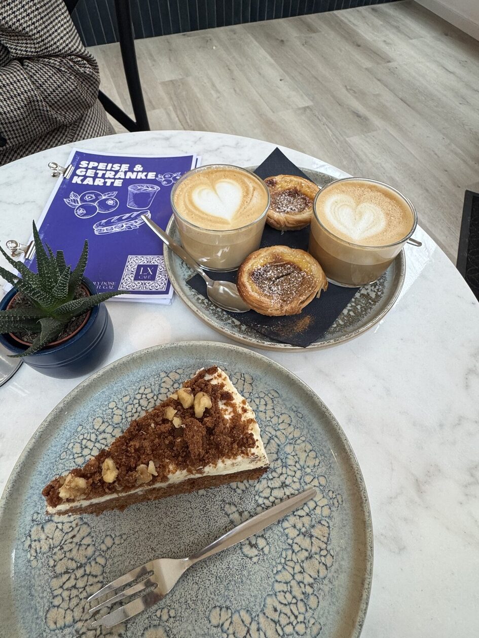 Plate with cake and coffee