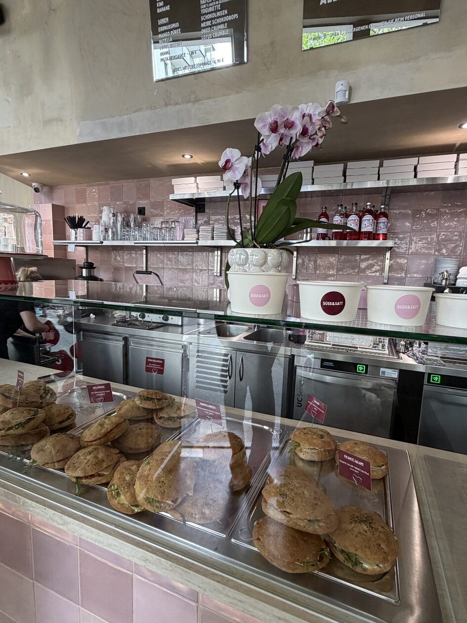 Cafe showcase with panninis