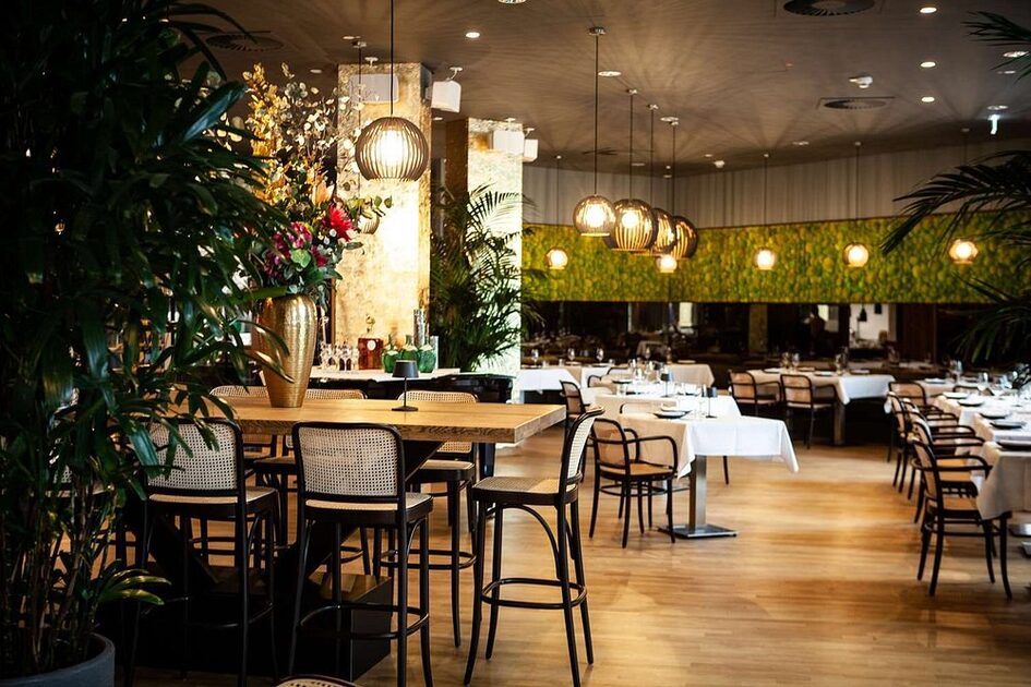 View into restaurant