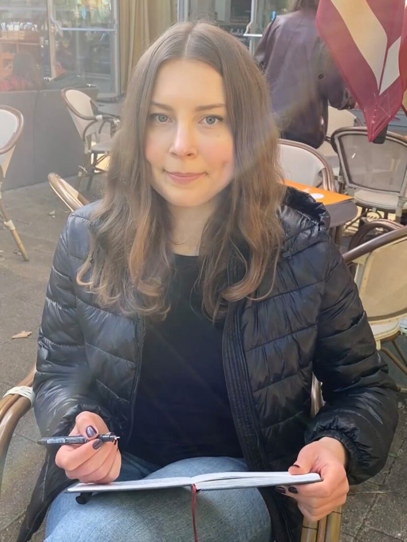 Olena with sketchbook