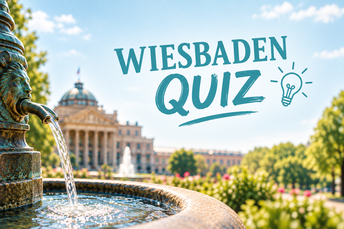Wiesbaden Quiz mit Kurhaus im Hintergrund