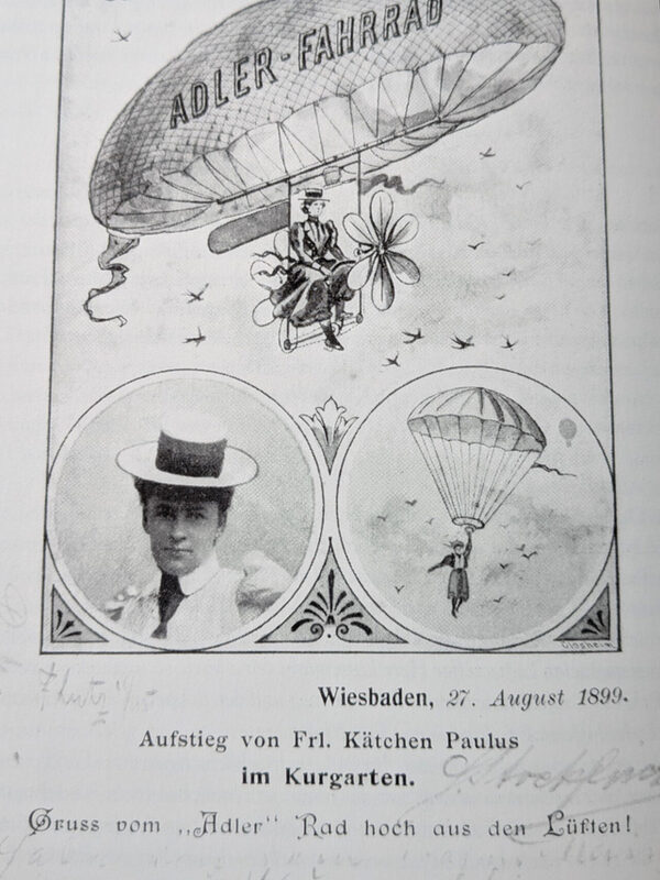 Frau mit Fallschirm