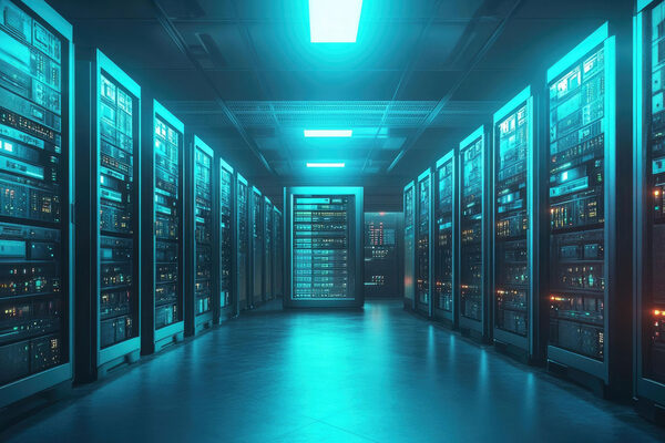 Several rows of servers in one room