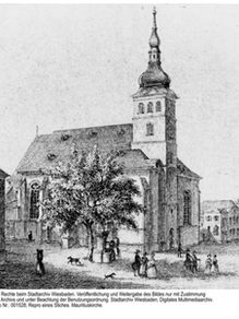 Mauritiuskirche, Stich von ca. 1840