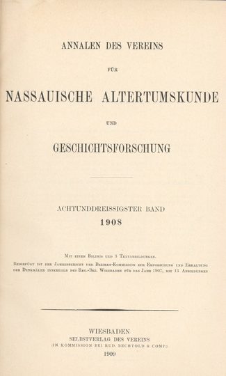Band 38 der Nassauischen Annalen, 1908
