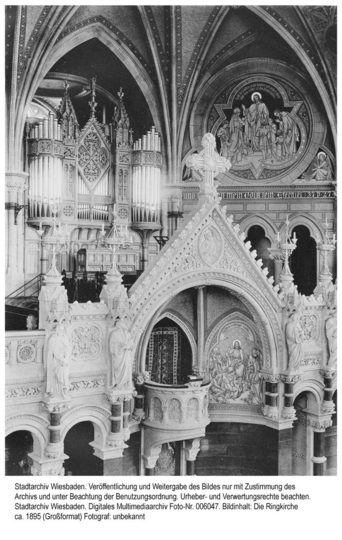 Kanzel und Orgel der Ringkirche, ca. 1895