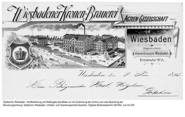Briefkopf der Kronen-Brauerei, 1893