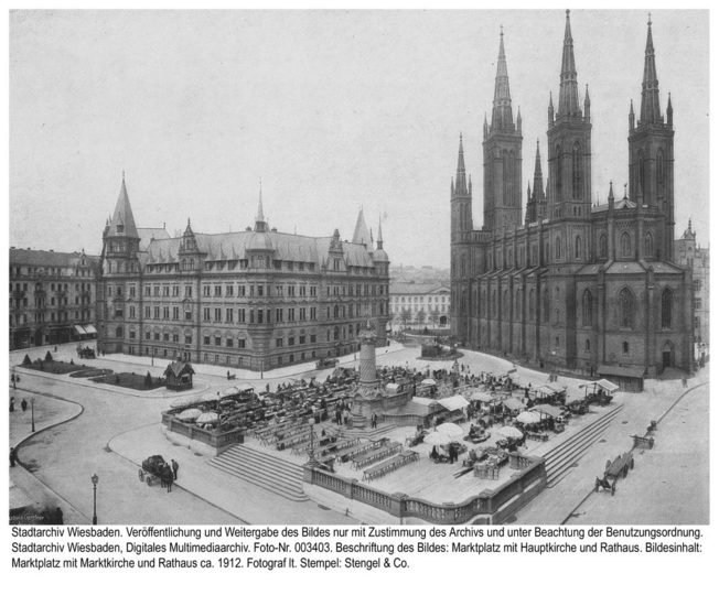Dern'sches Gelände mit Marktkirche und Rathaus, ca. 1912