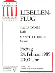 Plakat mit Ankündigung einer Lesung, 1989