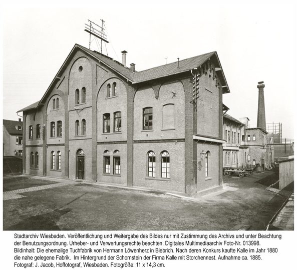Tuchfabrik Löwenherz in Biebrich, ca. 1885