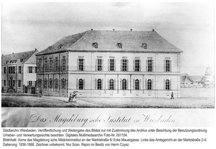 Magdeburg'sches Mädcheninstitut an der Marktstraße/ Ecke Mauergasse, um 18