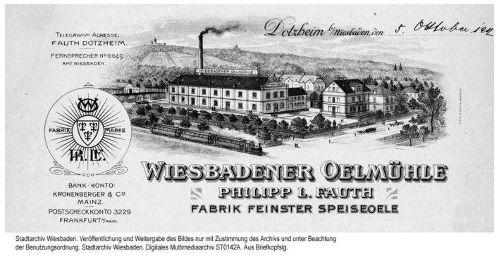 Briefkopf der Wiesbadener Oelmühle, 1912