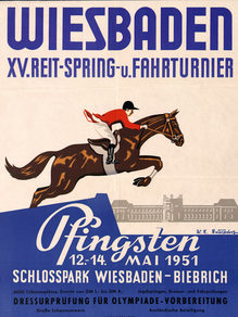 Plakat des Internationalen Wiesbadener Pfingstturniers 1951
