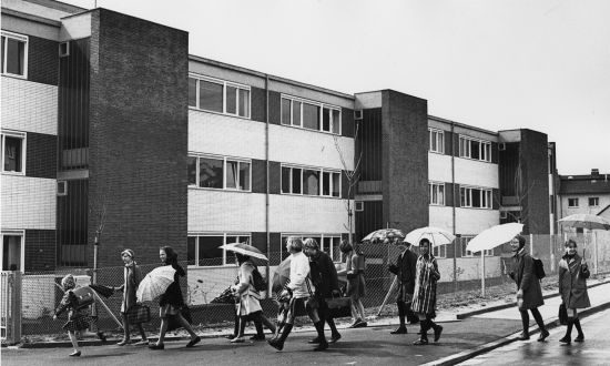 Erster Bauabschnitt der Theodor Fliedner Schule, um 1965.