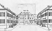 Zeichnung der Niederpforte (auch „Mainzer Tor“) des Bibliothekars Bernhard