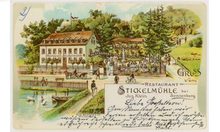 Postkarte mit der Stickelmühle, um 1910.
