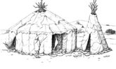 Zeichnung eines eiszeitlichen Wohnzeltes