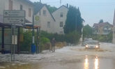 Überschwemmte Straße in Wiesbaden