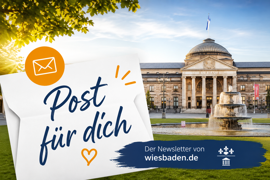 Inscripția „Post für Dich” în fața imaginii cu Kurhaus