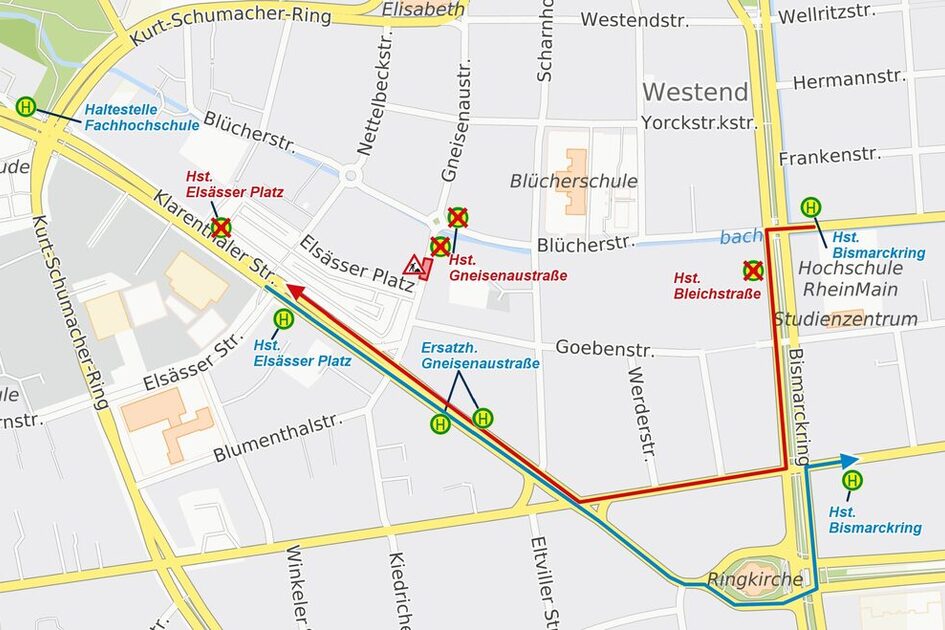 Umleitungsplan Gneisenaustraße