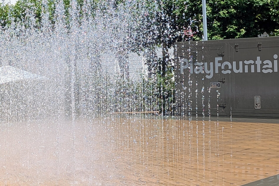 PlayFountain auf dem Luisenplatz: Mobiler Wasserspielplatz wieder da