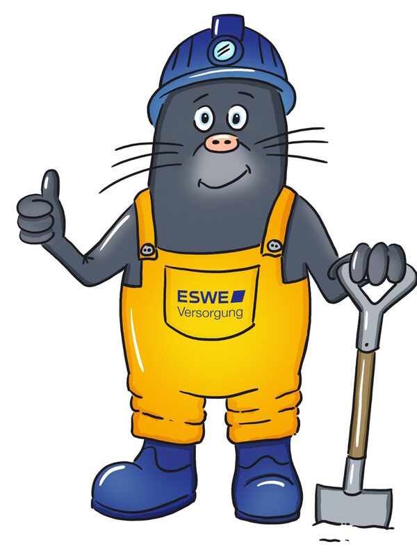 Der kleine ESWE-Maulwurf sucht noch einen Namen. Zu gewinnen gibt es einen Baumarkt-Gutschein im Wert von 200 Euro.