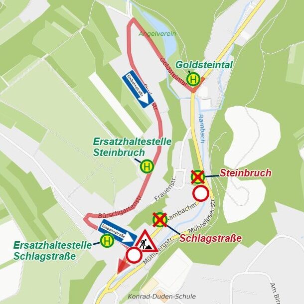 Vollsperrung Rambacher Straße, Busse werden umgeleitet