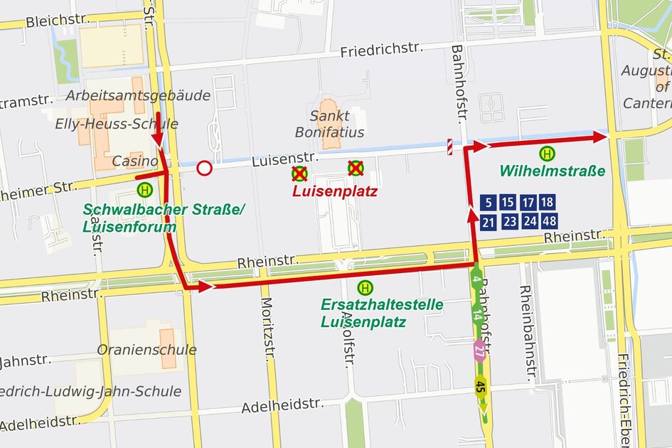 Umleitung stadtauswärts