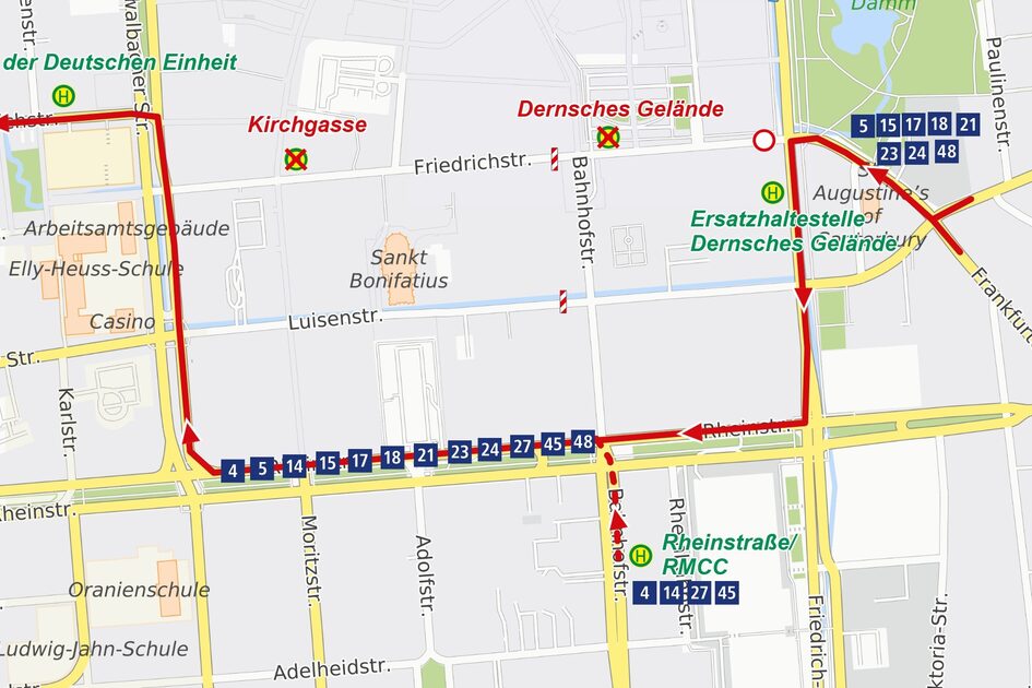 Umleitung stadteinwärts