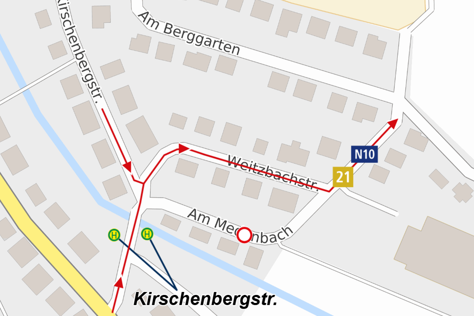Busumleitungen: Sperrung der Straße Am Medenbach