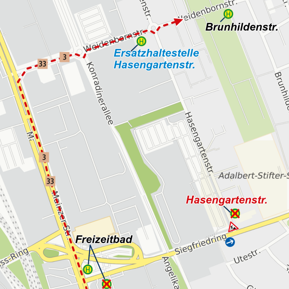 Haltestelle „Hasengartenstraße“ wird kurzzeitig verlegt 