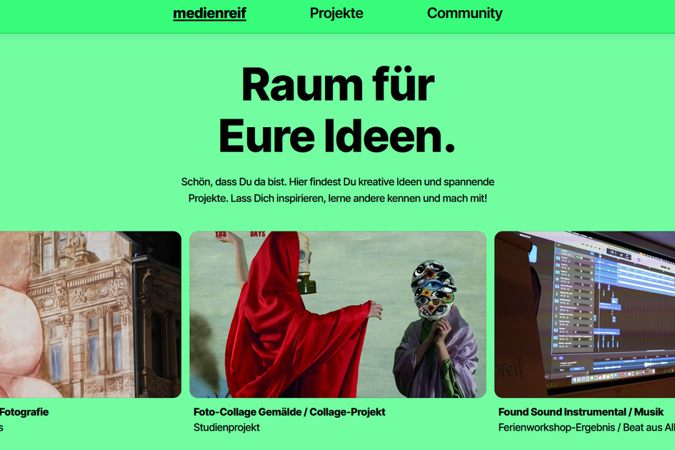 Screenshot der Startseite von "medienreif"
