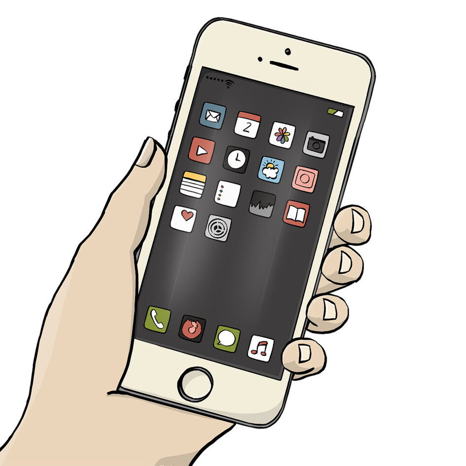 Smartphone mit Hand.