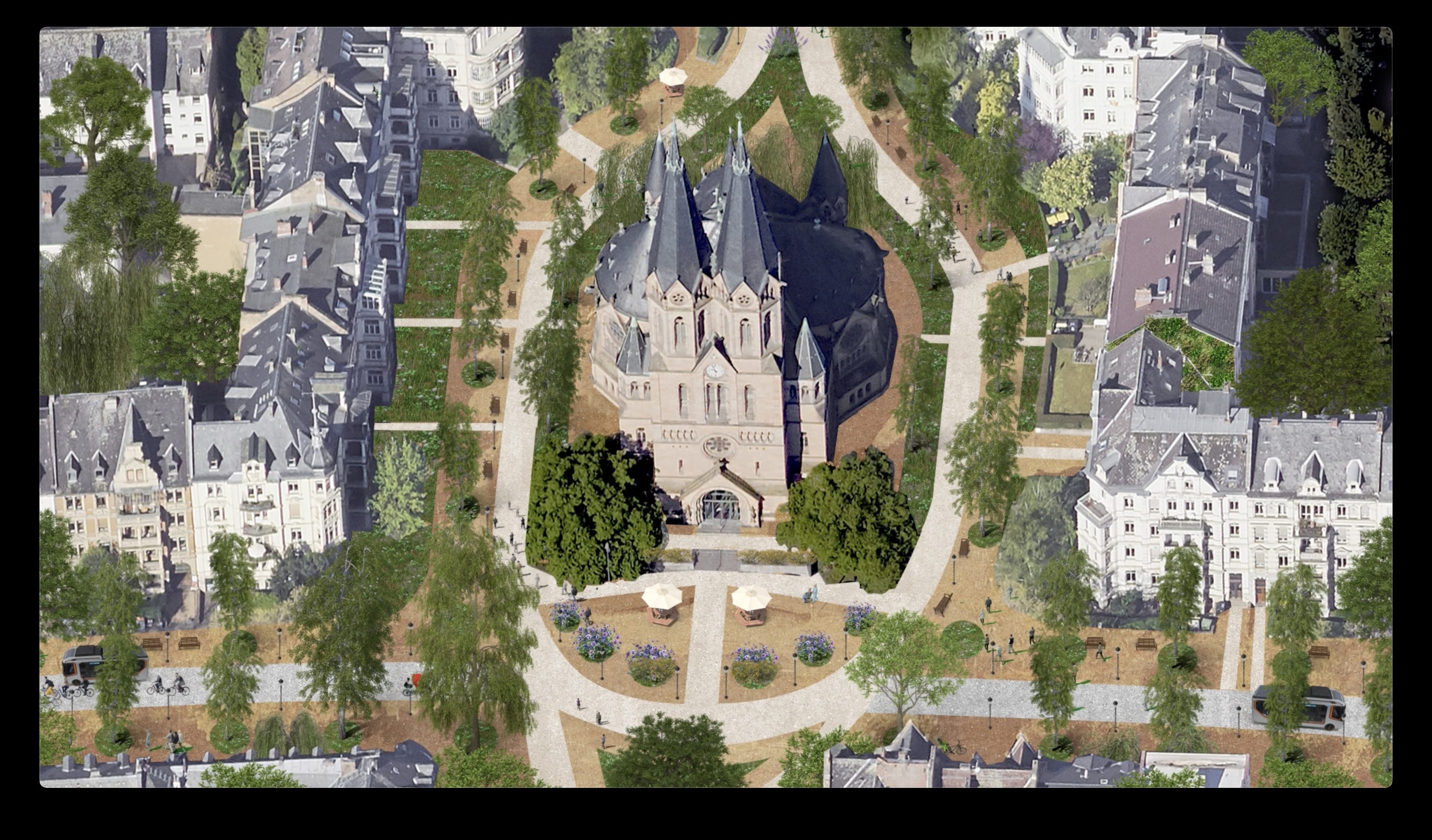 Ein Film des Künstlers Jan Kamensky mit einem utopischen Blick auf die Ringkirche in Wiesbaden-