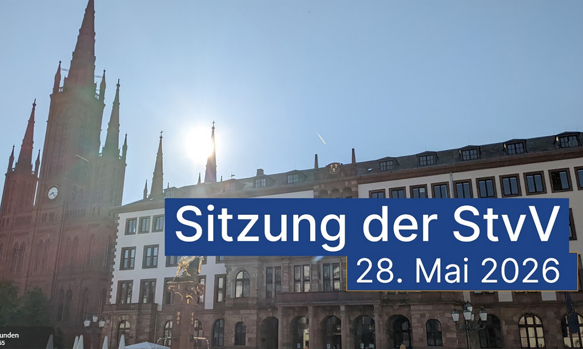 Historisches Gebäude und Schriftzug Sitzung StvV 28. Mai 2026
