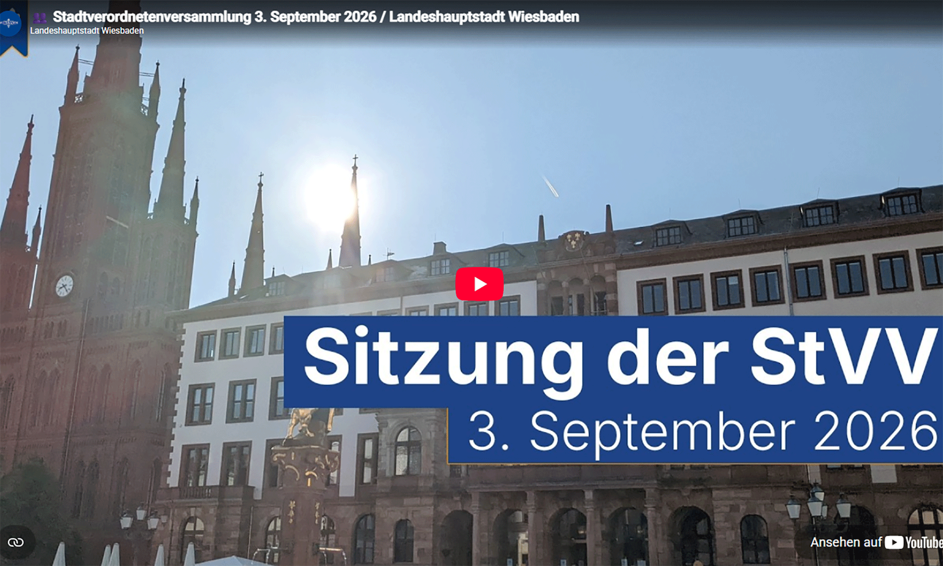 Startbildschirm mit Rathaus und Datum nächster Sitzung