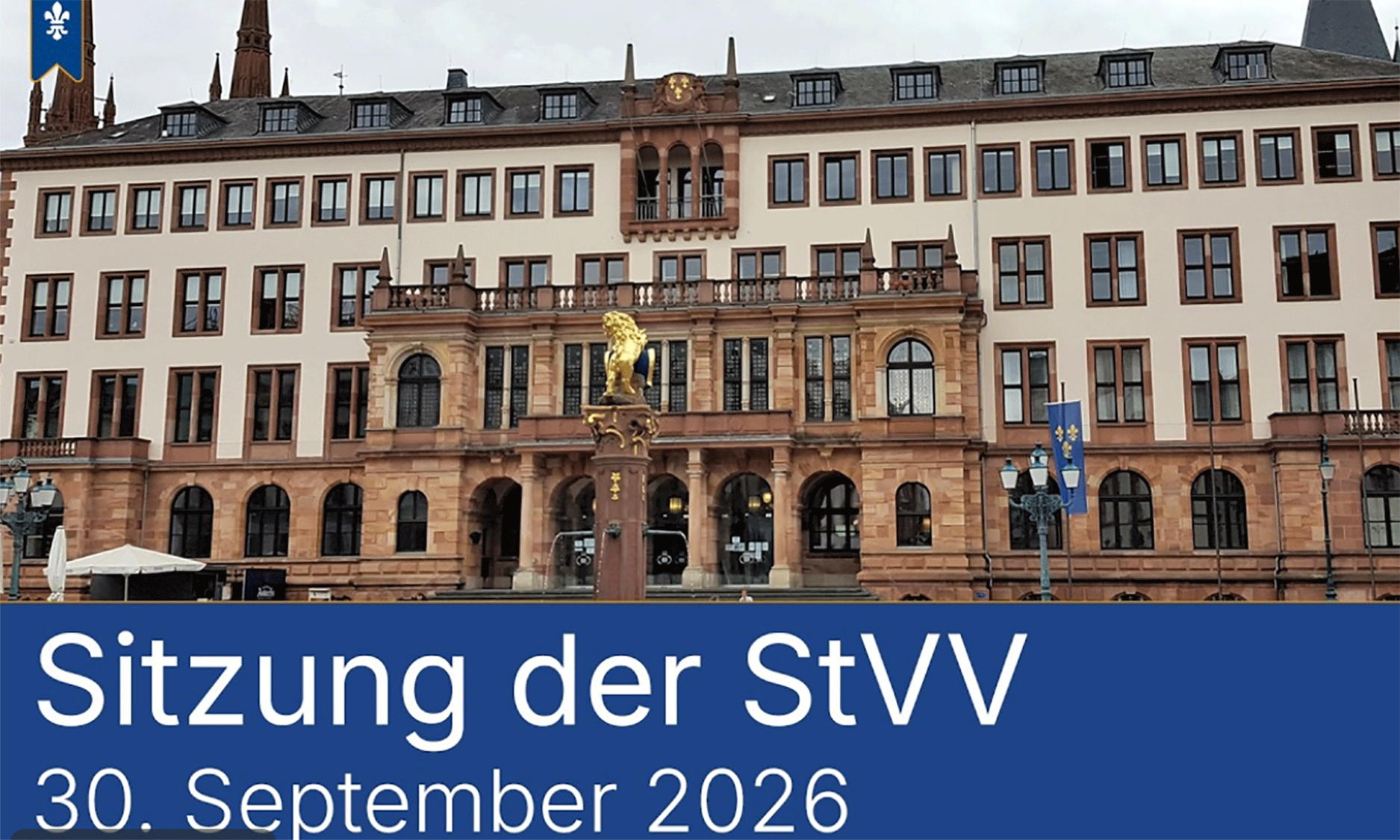 Rathaus mit Schriftzug Sitzung StVV 30. September 2026