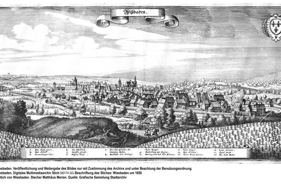 Panorama of Wiesbaden around 1650