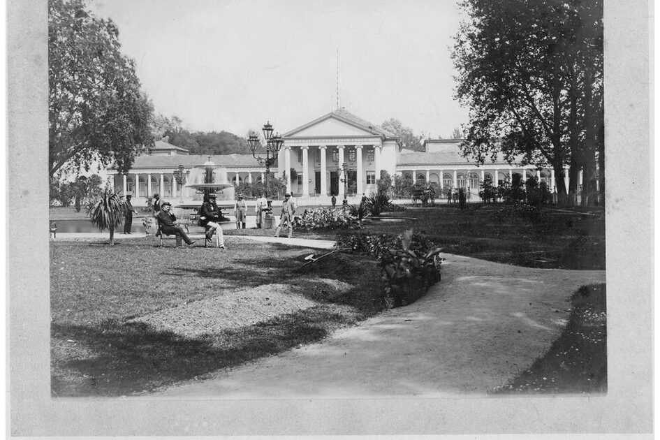 Bowling Green vor dem alten Kurhaus, um 1870